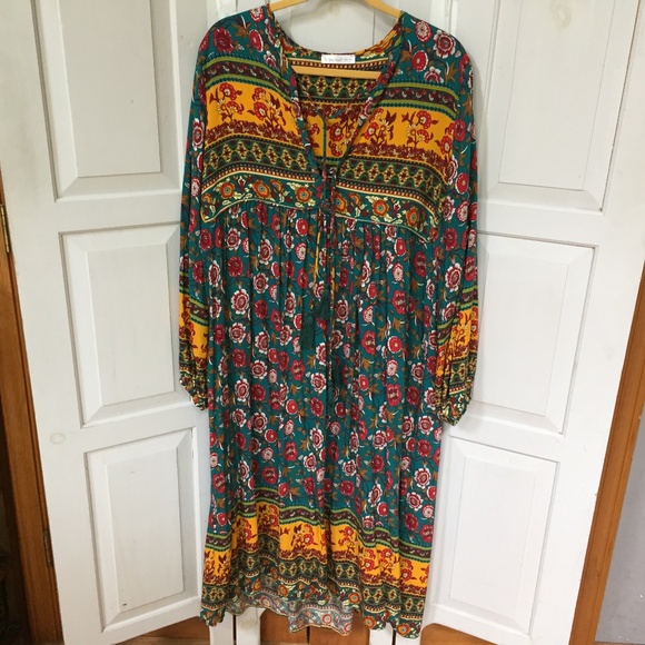 Floral Long Sleeve Dress - Multicolor